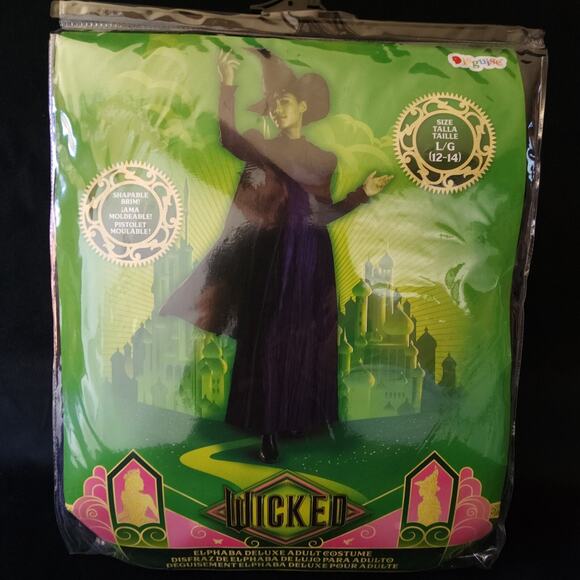 Womens Wicked Oz Movie Elphaba Deluxe Adult Large 12-14 Witch Halloween Costume - Picture 2 of 13